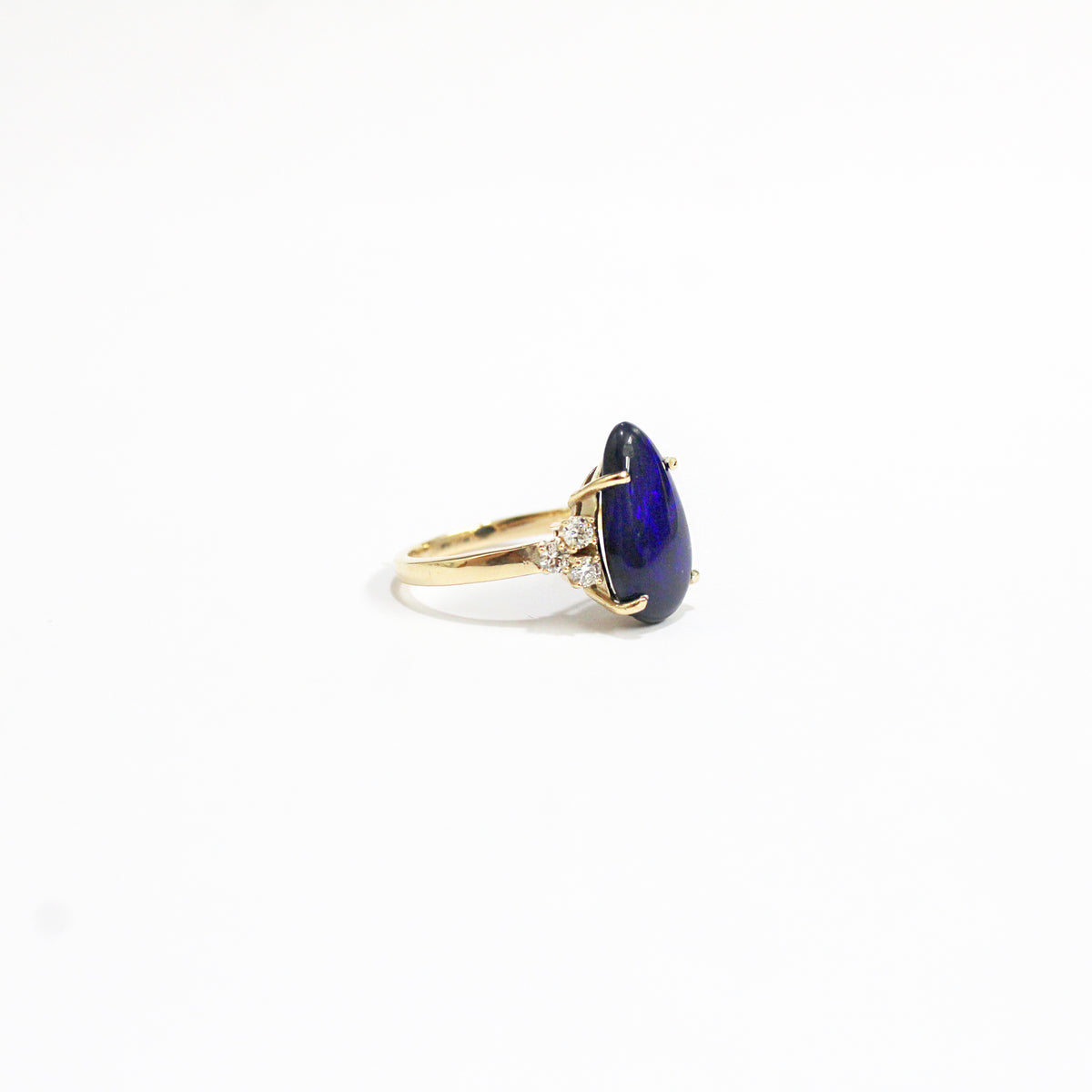 9ct Yellow Gold 2.85ct Solid Opal and Diamond Ring