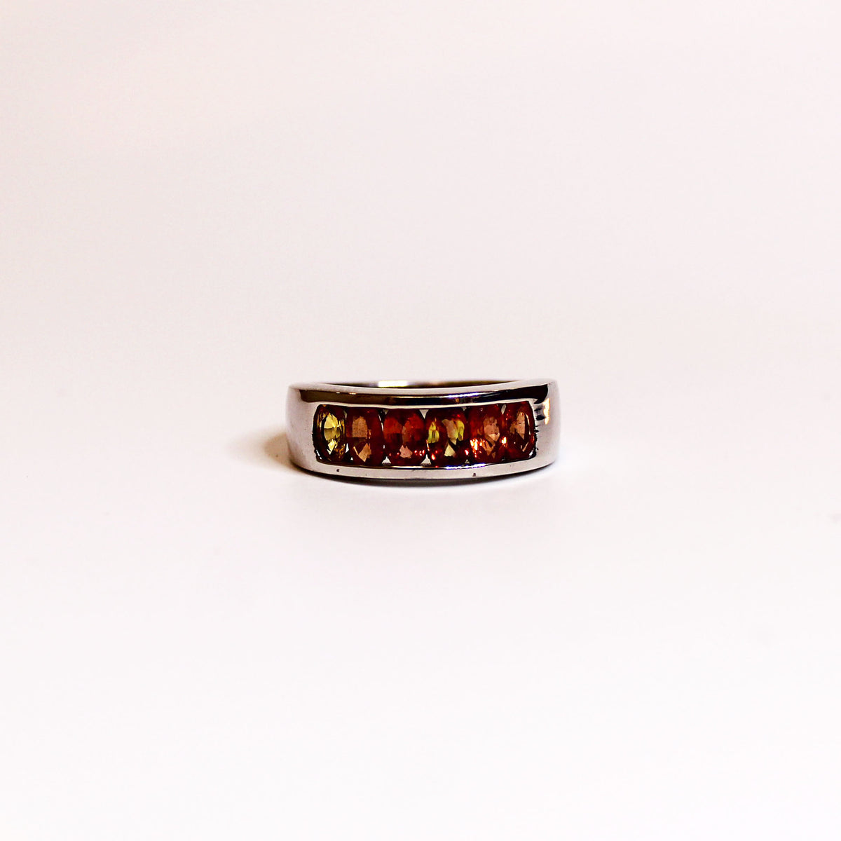Sterling Silver Multi-Colored Sapphire Bridge Ring