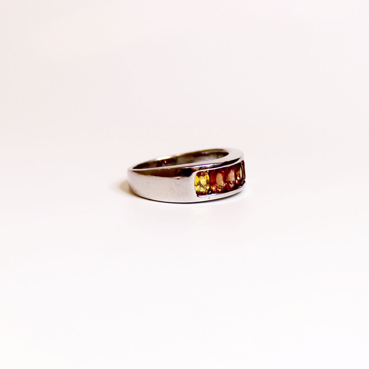 Sterling Silver Multi-Colored Sapphire Bridge Ring