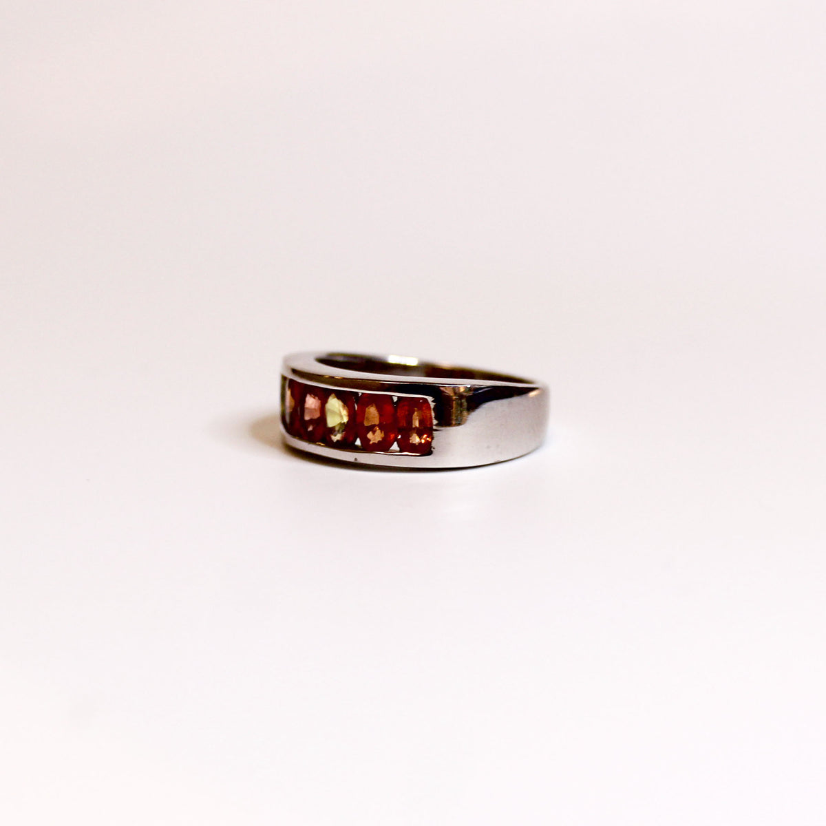 Sterling Silver Multi-Colored Sapphire Bridge Ring