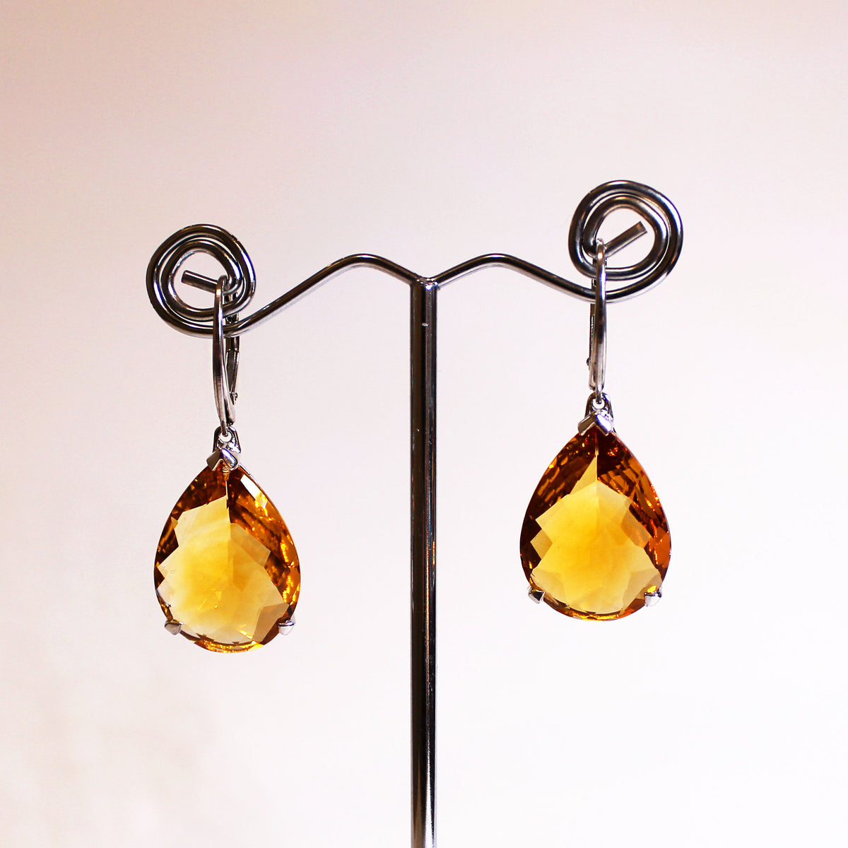 Sterling Silver Citrine Teardrop Earrings