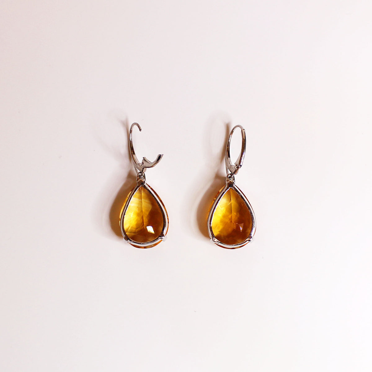 Sterling Silver Citrine Teardrop Earrings