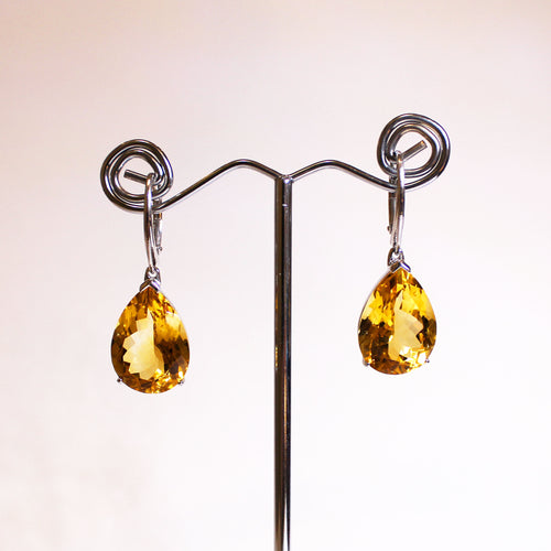 Sterling Silver Citrine Teardrop Earrings