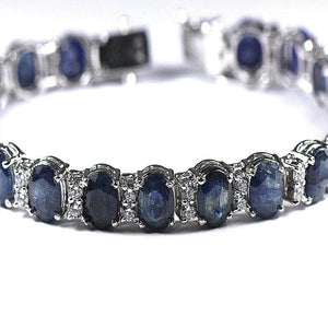 Sterling Silver Cubic Zirconia and Sapphire Bracelet