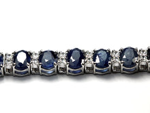Sterling Silver Cubic Zirconia and Sapphire Bracelet