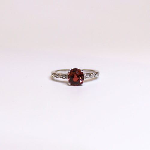 Sterling Silver Pink Tourmaline and CZ Ring