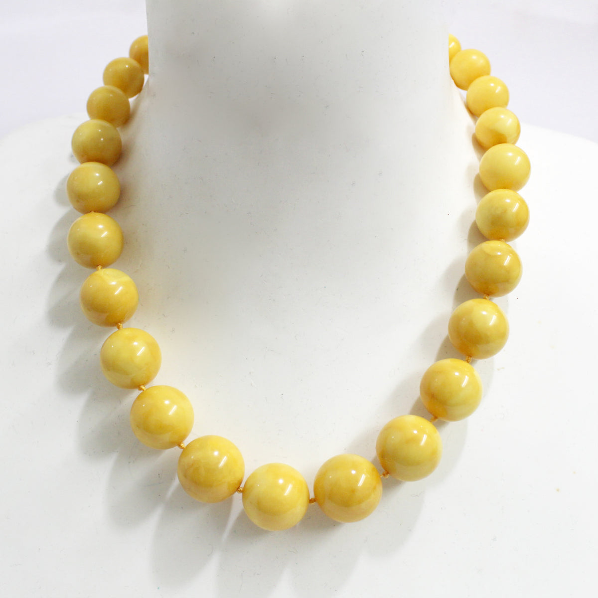 Natural Egg Yolk Amber Graduated Beaded Necklace