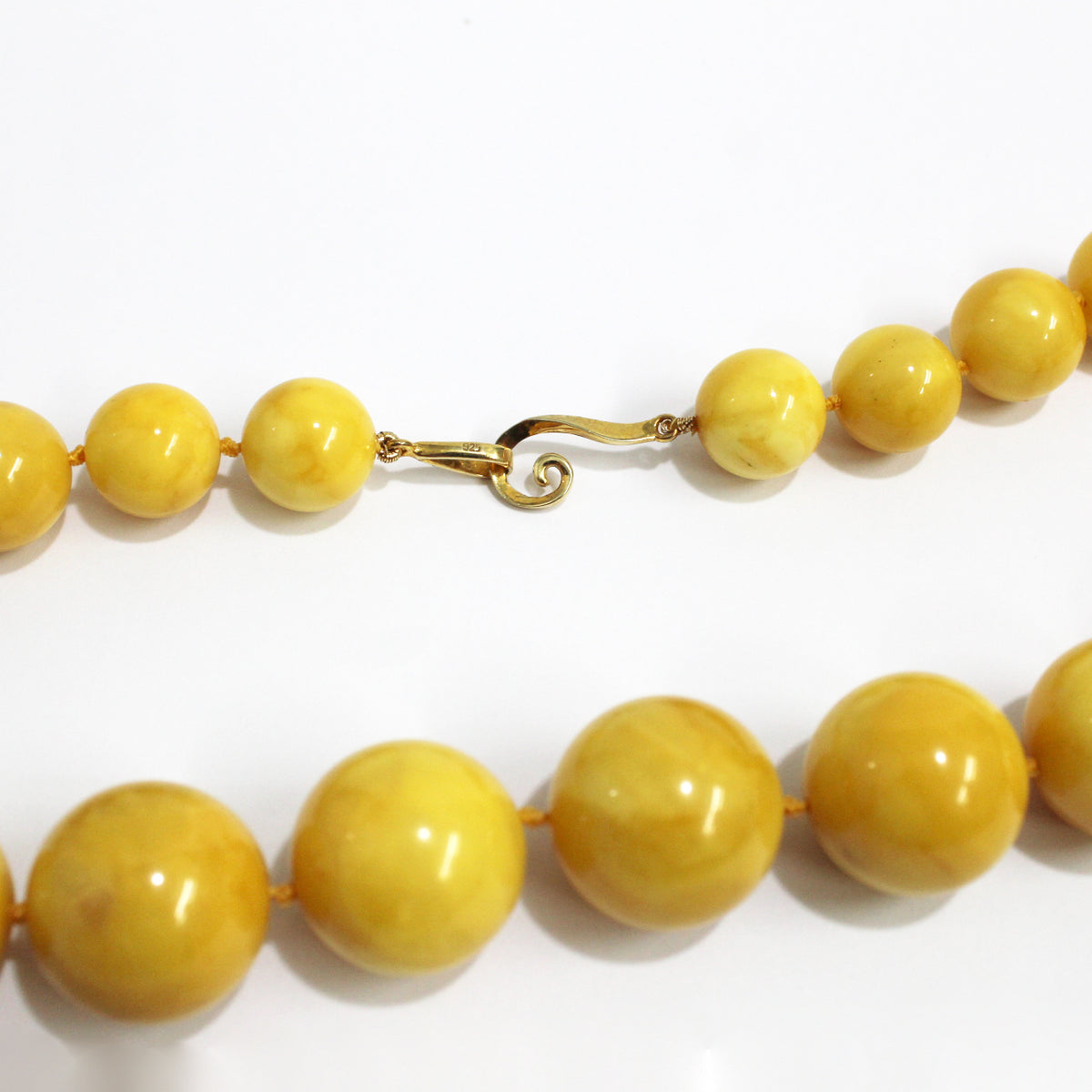 Natural Egg Yolk Amber Graduated Beaded Necklace