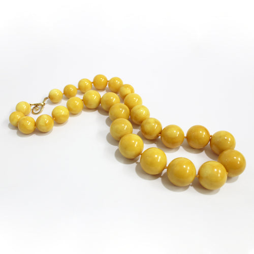 Natural Egg Yolk Amber Graduated Beaded Necklace