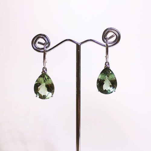 Sterling Silver Green Citrine Teardrop Earrings