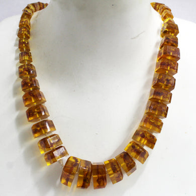 Vintage Carved Amber Beaded Necklace
