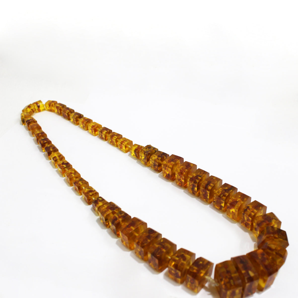 Vintage Carved Amber Beaded Necklace