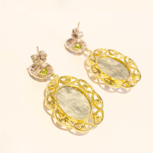 Seraphinite, Peridot and Diamond Earrings