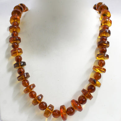 Vintage Art Deco Sun-Spangled Amber Beaded Necklace
