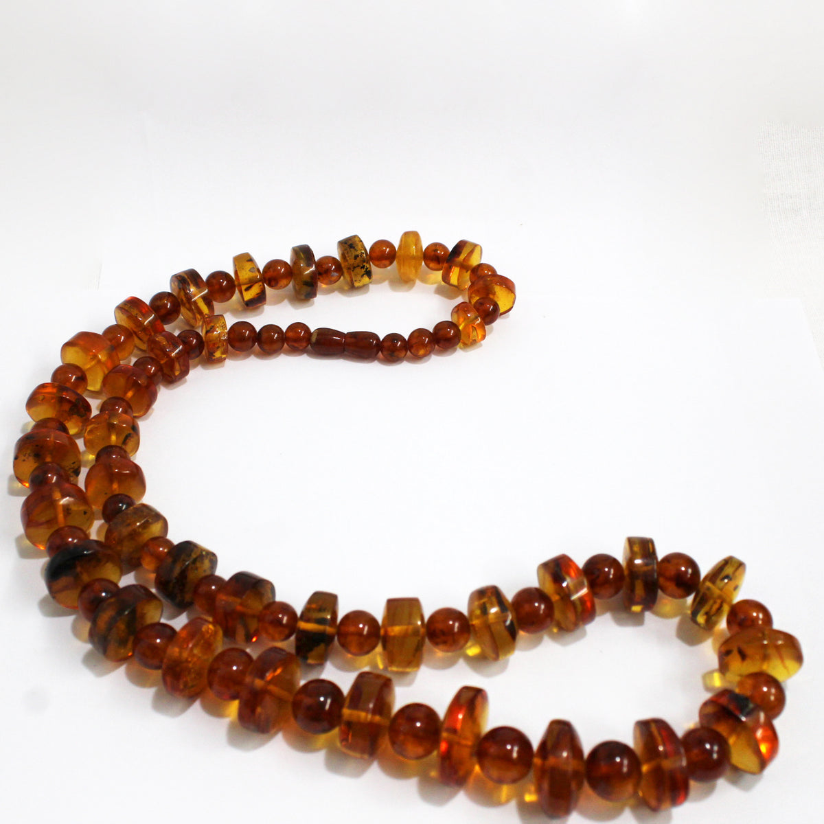 Vintage Art Deco Sun-Spangled Amber Beaded Necklace