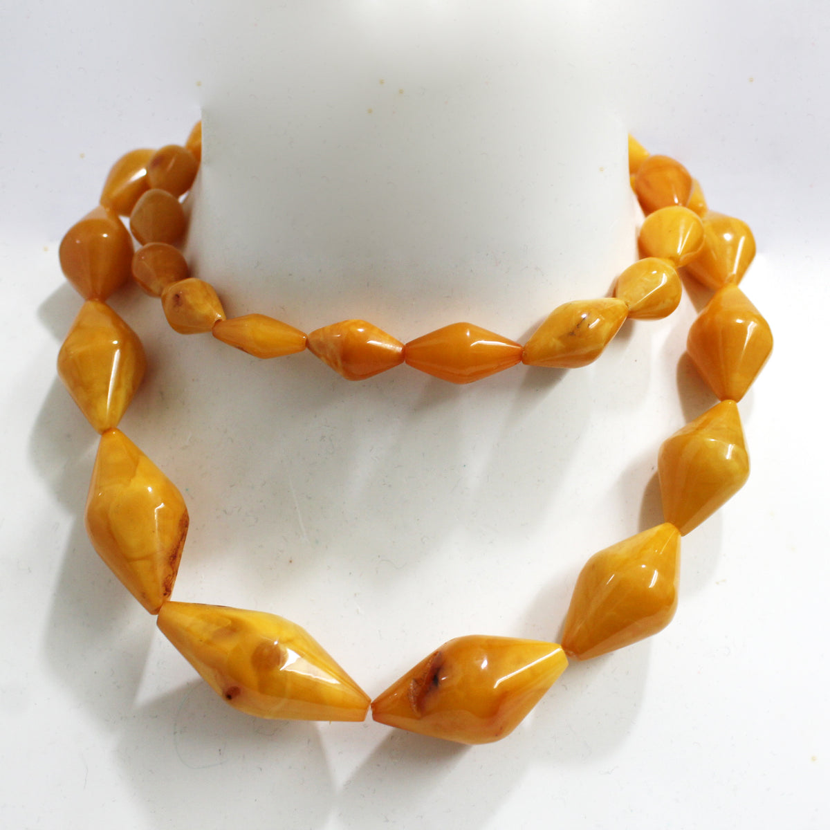 Vintage Carved Butterscotch Amber Necklace