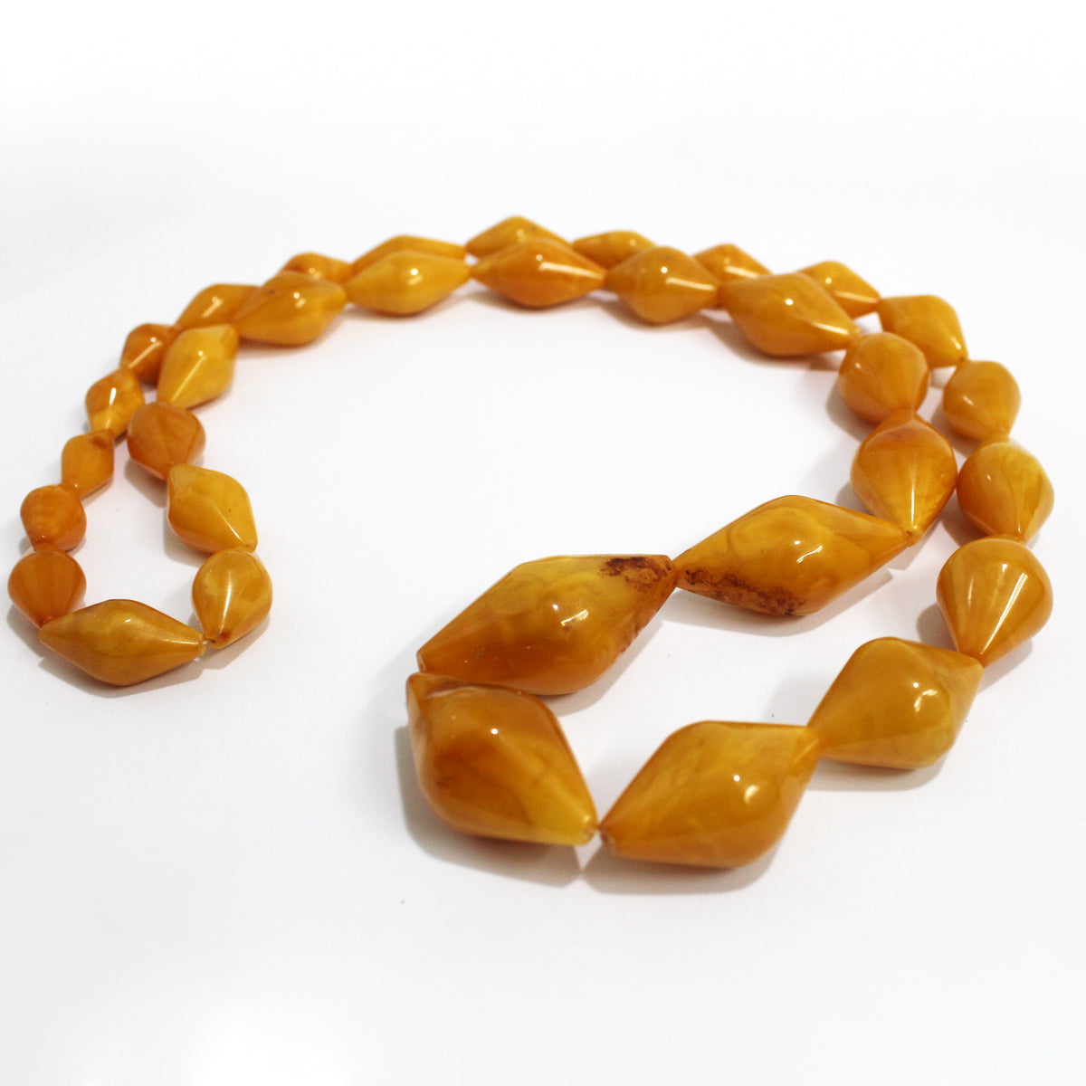 Vintage Carved Butterscotch Amber Necklace