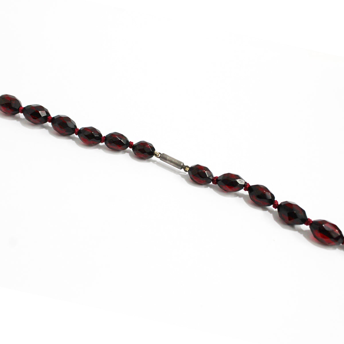 Vintage Faceted Cherry Amber Graduated Beaded Necklace