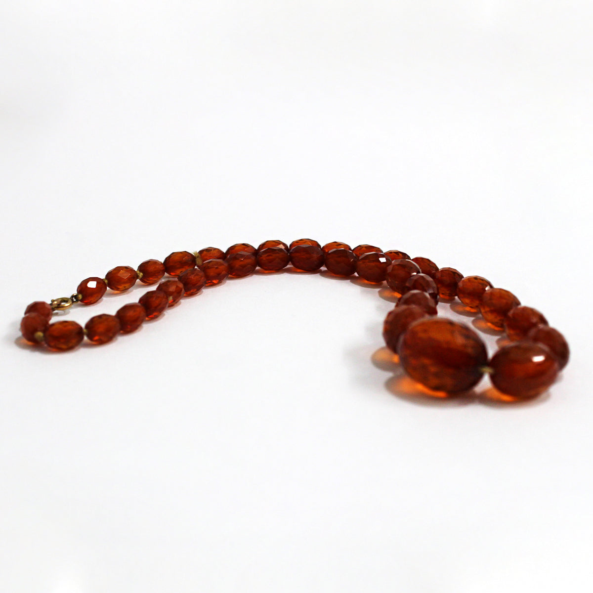 Antique Faceted Baltic Amber Graduated Beaded Necklace