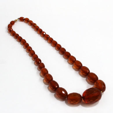 Antique Faceted Baltic Amber Graduated Beaded Necklace
