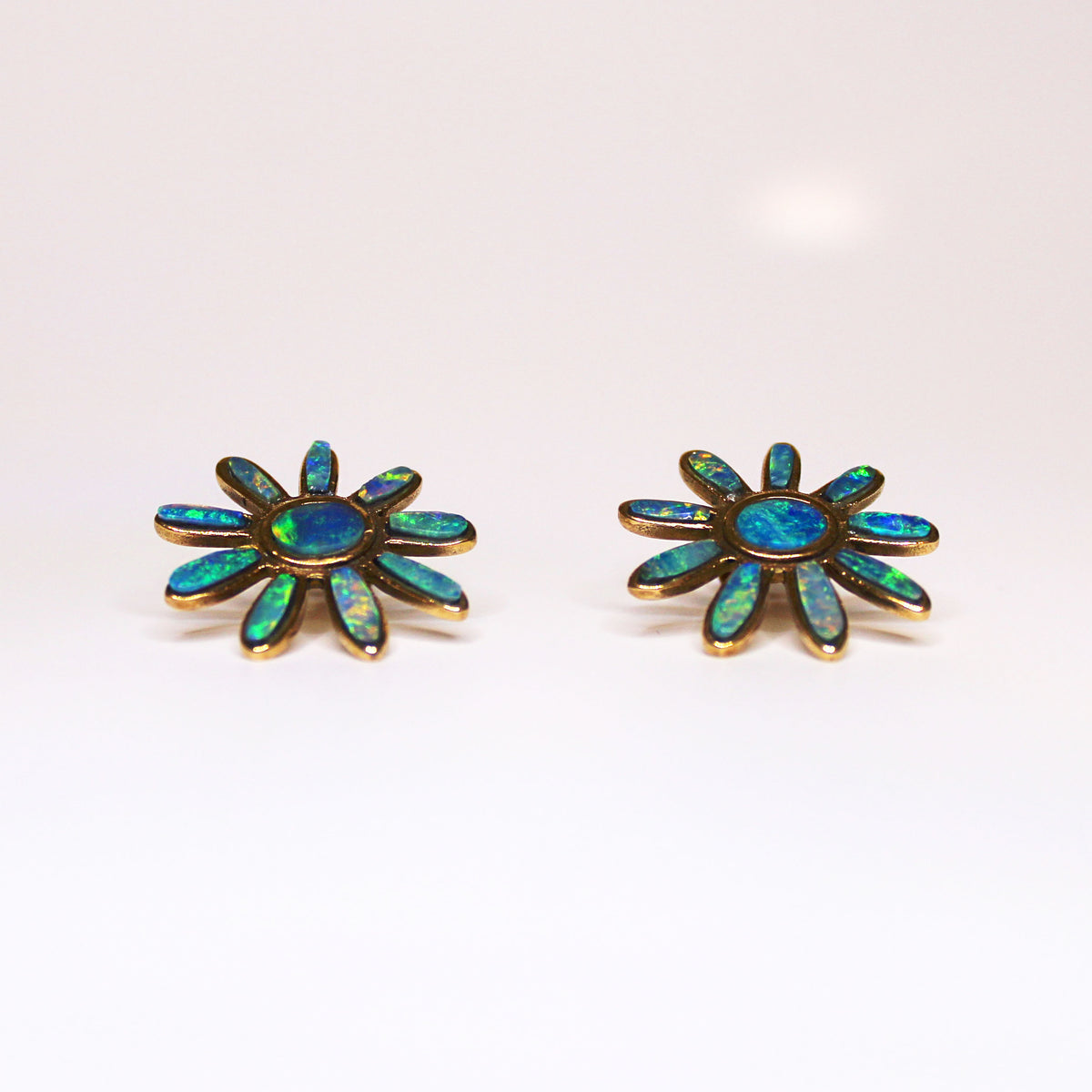 9ct Yellow Gold Australian Andamooka Opal Stud Earrings