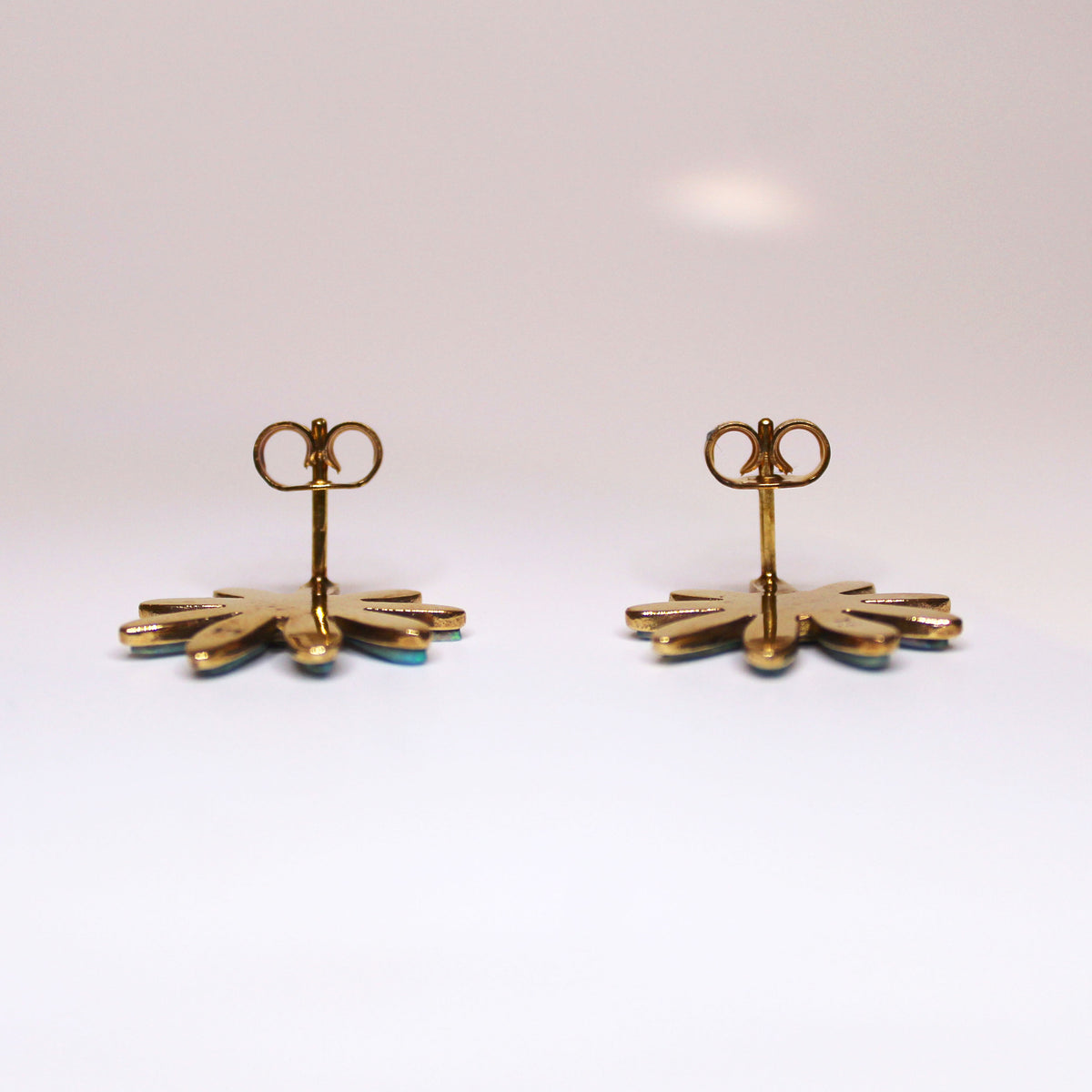 9ct Yellow Gold Australian Andamooka Opal Stud Earrings