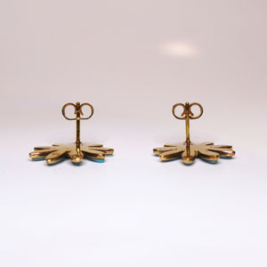 9ct Yellow Gold Australian Andamooka Opal Stud Earrings