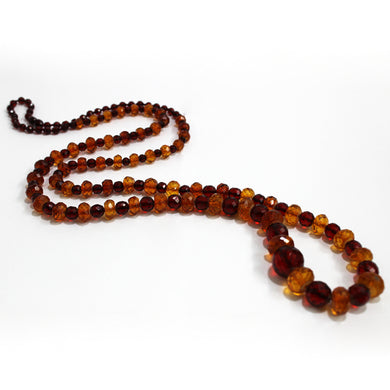Vintage Patterned Cherry & Baltic Amber Graduated Necklace