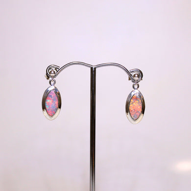 Sterling Silver Australian Andamooka Opal Marquee Earrings