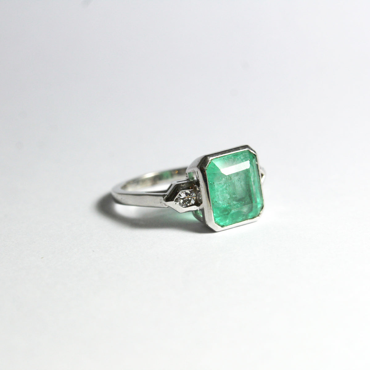 9ct White Gold 4.5ct Emerald and Diamond Dress Ring