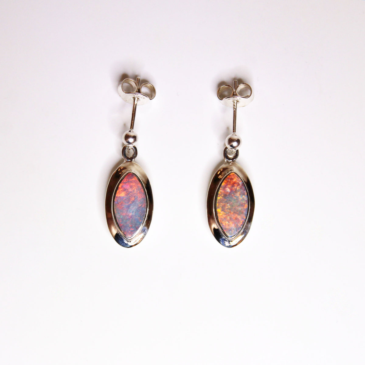 Sterling Silver Australian Andamooka Opal Marquee Earrings