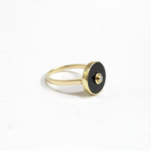9ct Yellow Gold Black Onyx and Diamond Ring