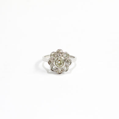 Vintage Platinum 1.40ct Old Cut Diamond Cluster Dress Ring