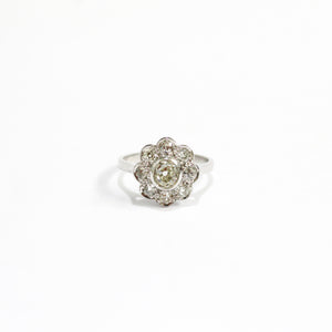 Vintage Platinum 1.40ct Old Cut Diamond Cluster Dress Ring