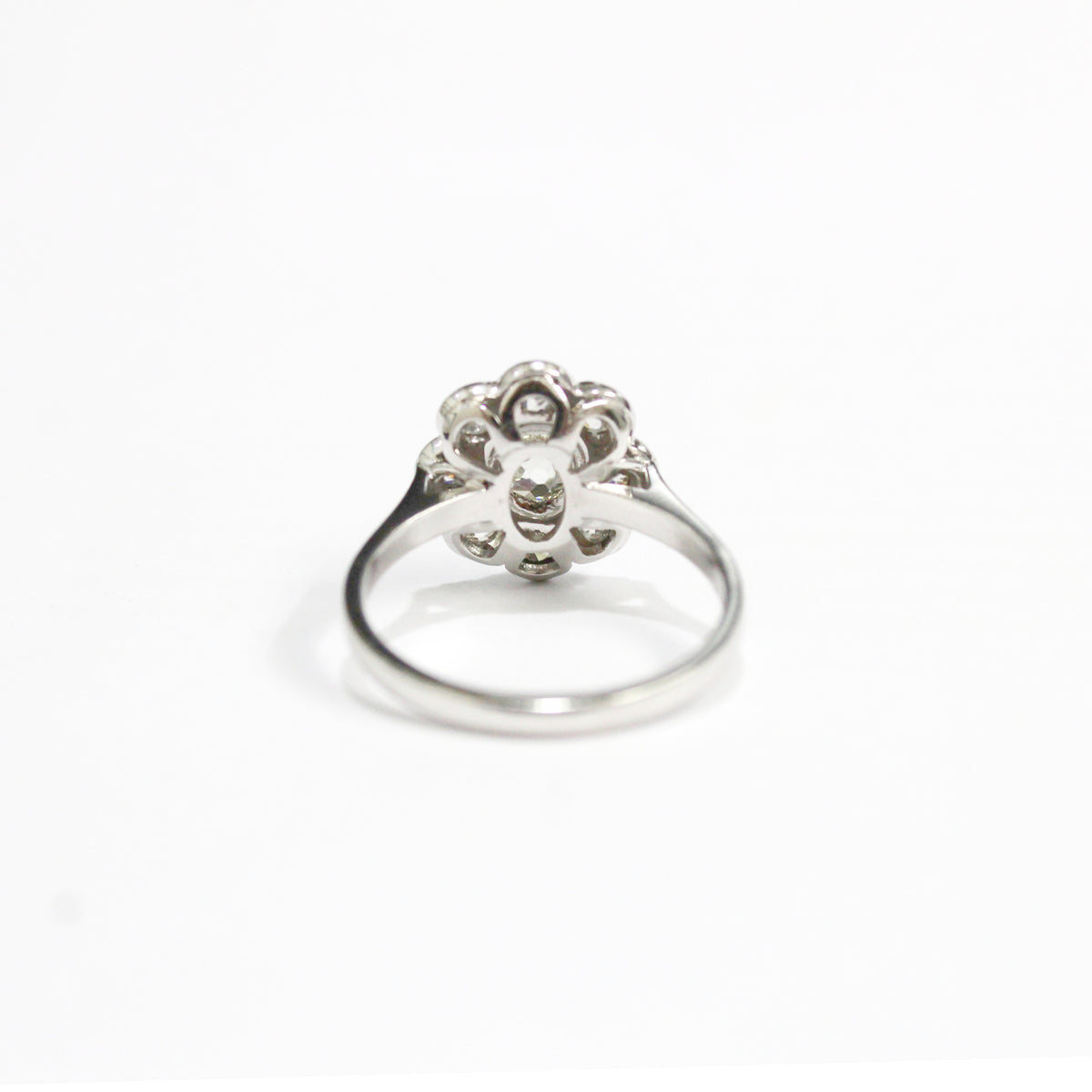 Vintage Platinum 1.40ct Old Cut Diamond Cluster Dress Ring
