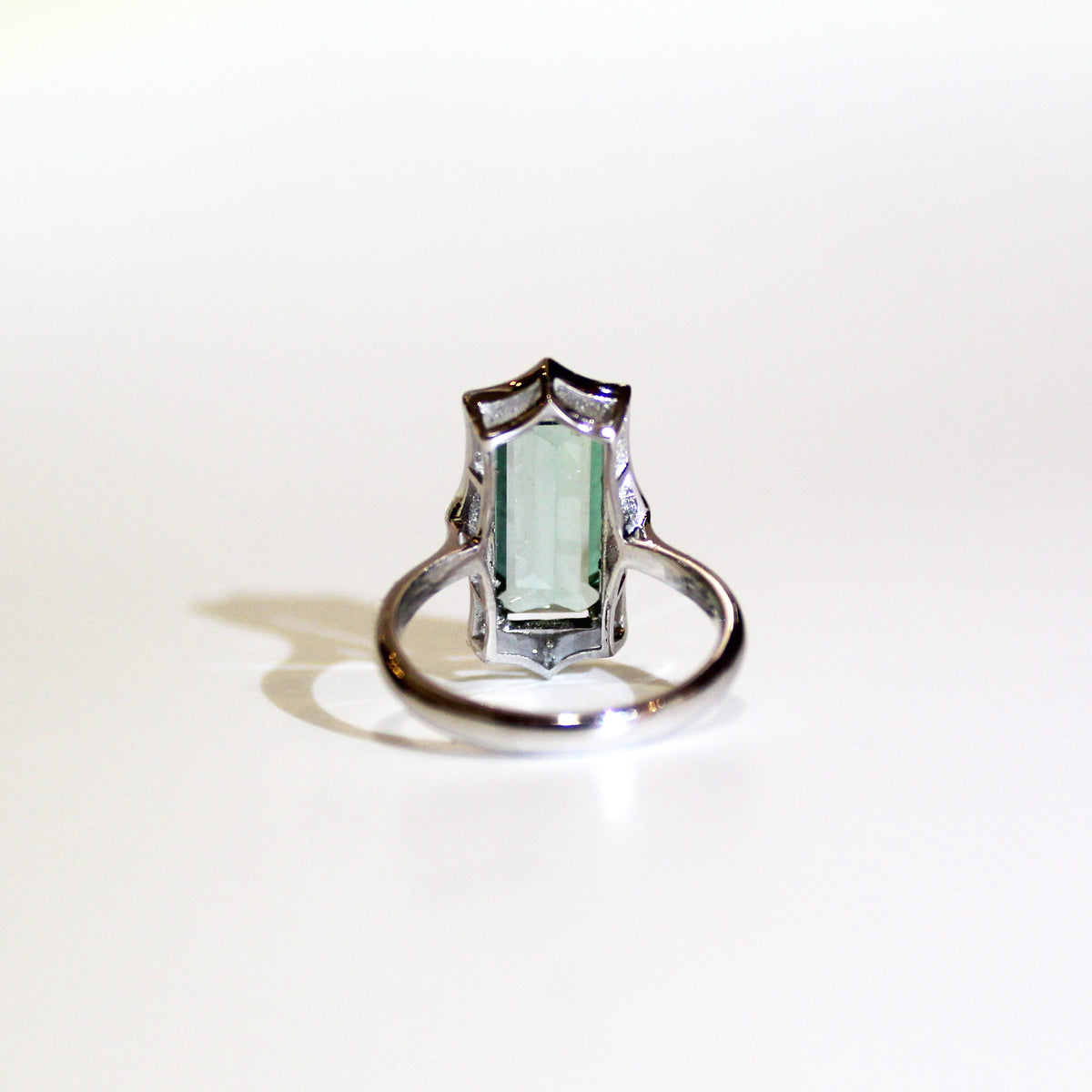 9ct White Gold Green Tourmaline and Diamond Ring