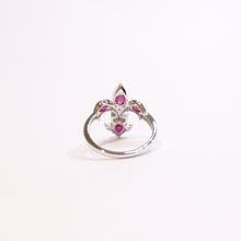 9ct Gold Ruby and Diamond Fleur De Lis Ring