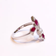 9ct Gold Ruby and Diamond Fleur De Lis Ring