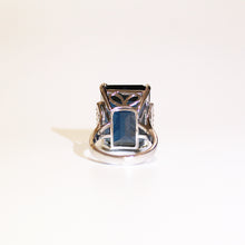 9ct White Gold London Blue Topaz and Diamond Ring