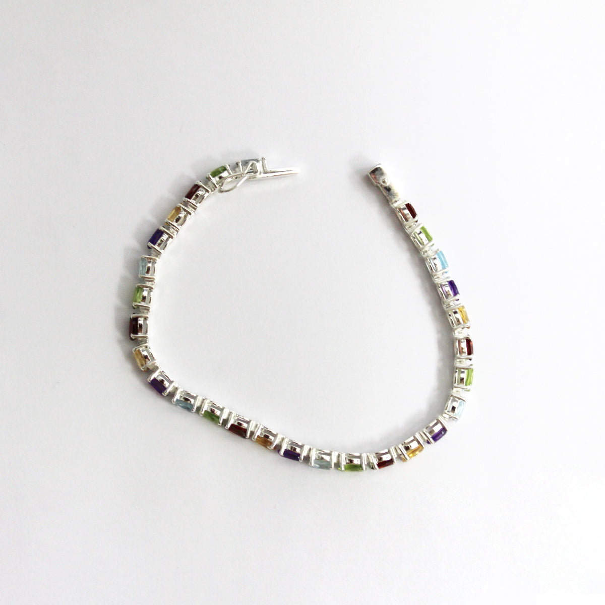 Sterling Silver Assorted Semi-Precious Gemstone Bracelet