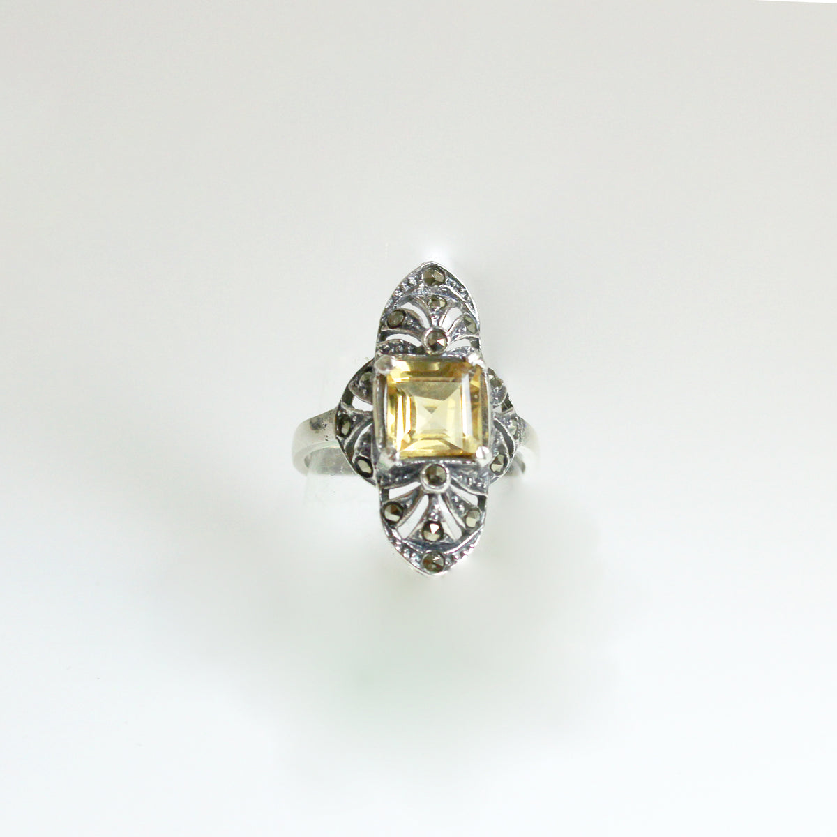 Sterling Silver Marcasite and Gemstone Ring