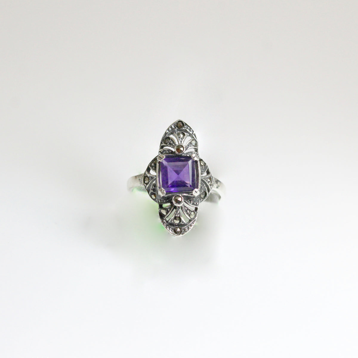 Sterling Silver Marcasite and Gemstone Ring