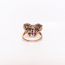 Antique 9ct Rose Gold Diamond and Ruby Butterfly Ring