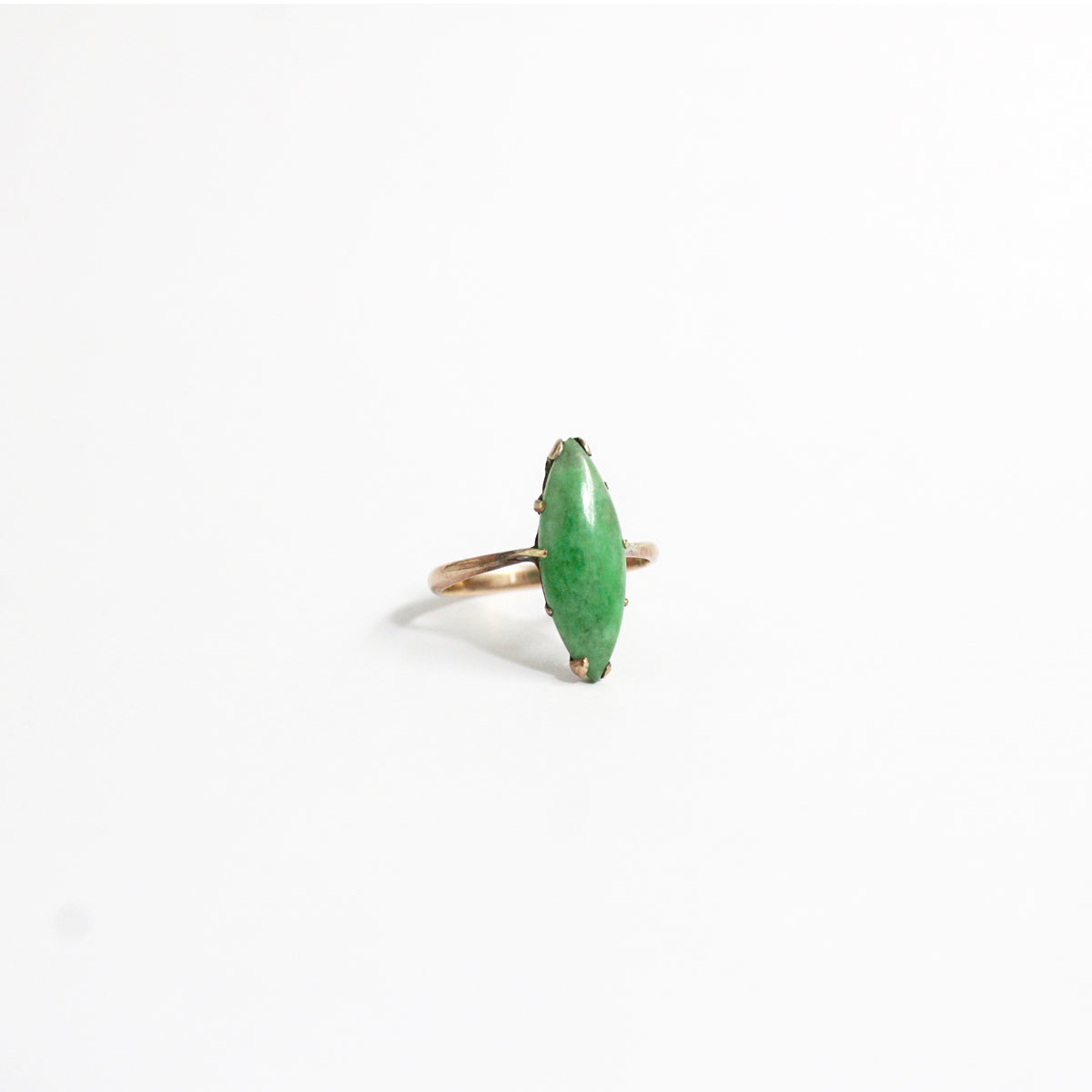 Vintage 9ct Rose Gold Jadeite Dress Ring
