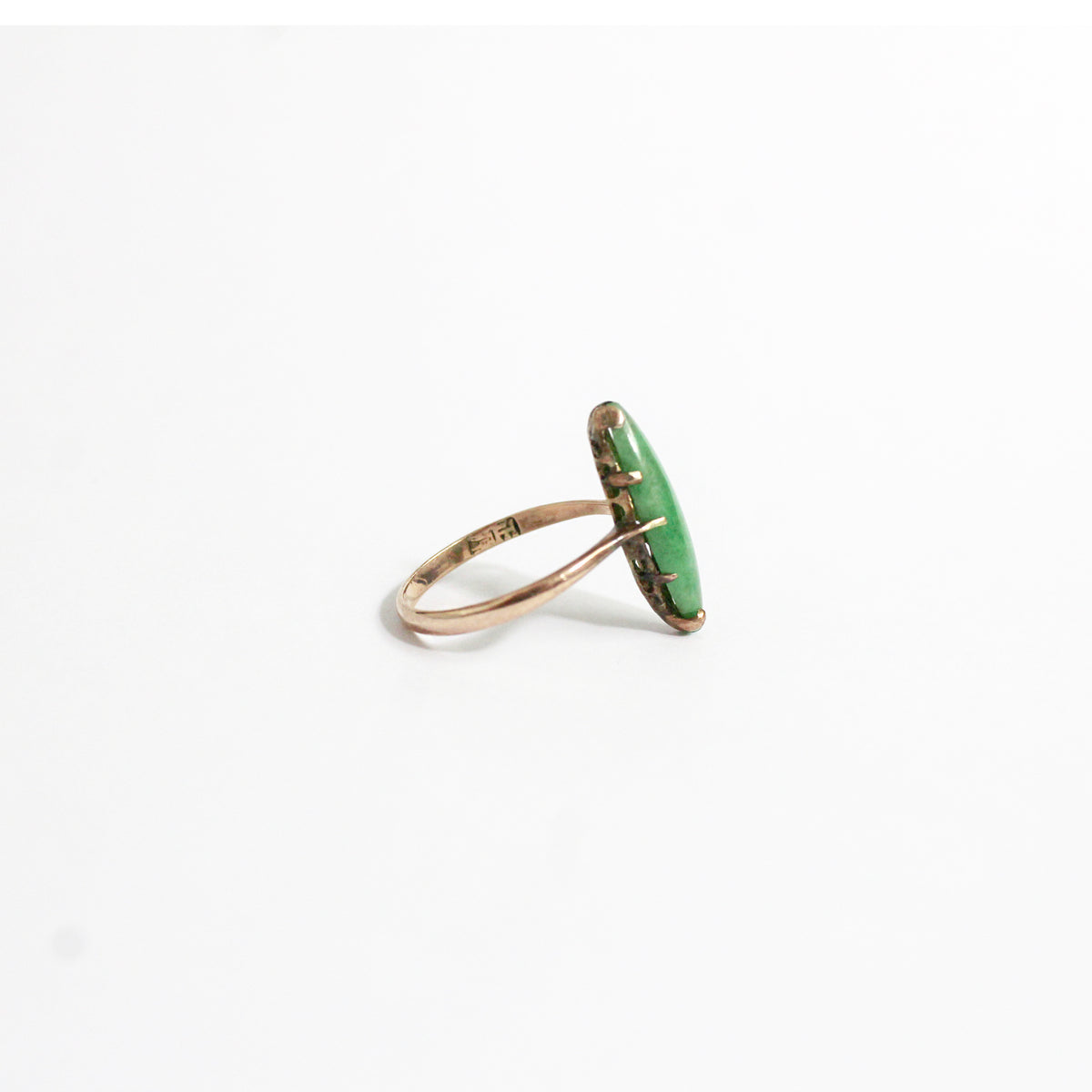 Vintage 9ct Rose Gold Jadeite Dress Ring