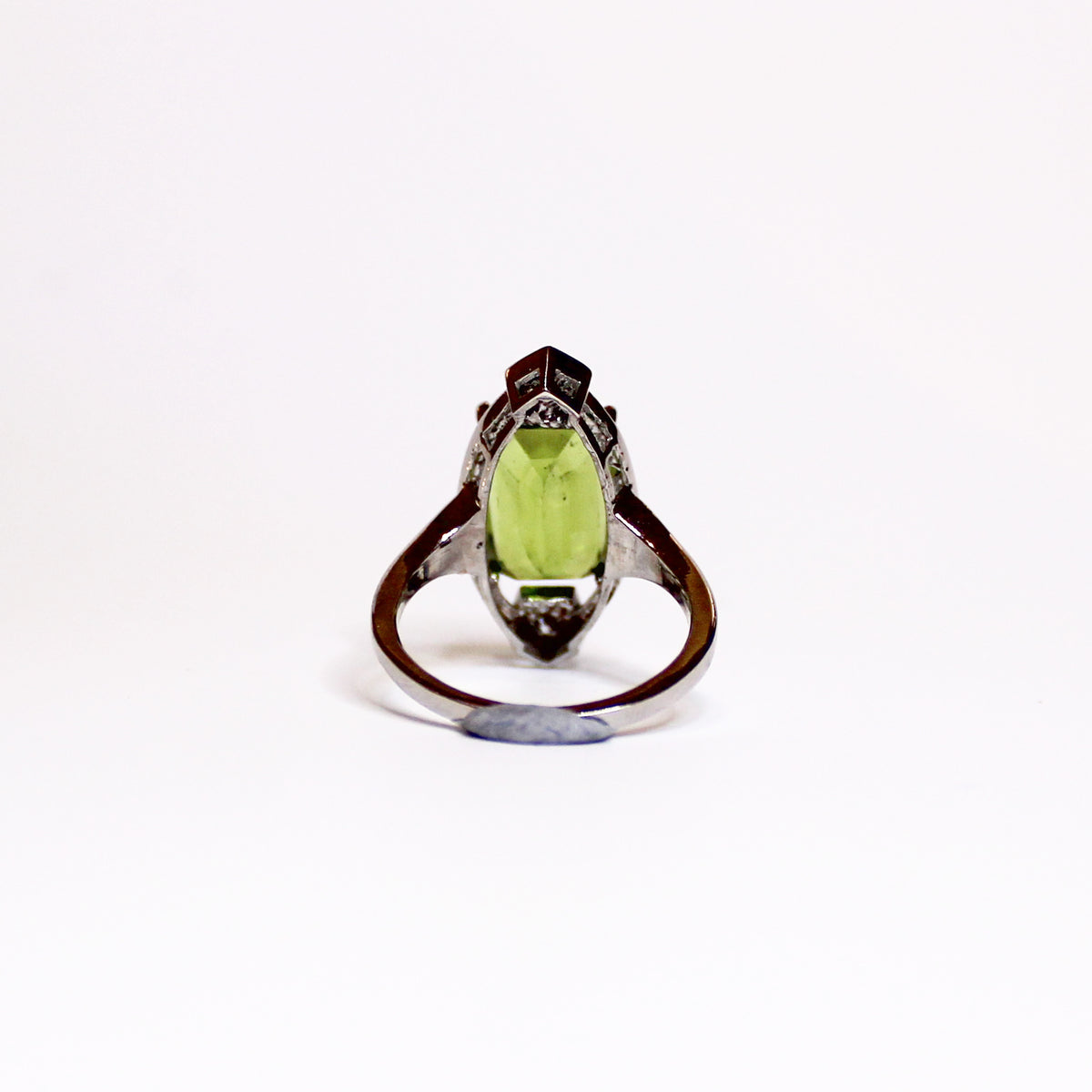 9ct White Gold Peridot and Diamond Ring