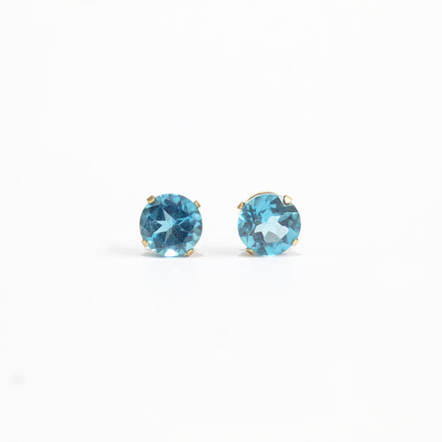 18ct Yellow Gold Swiss Blue Topaz Stud Earrings