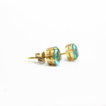 18ct Yellow Gold Blue Tourmaline Stud Earrings