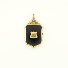 Antique 14ct Yellow Gold Black Onyx Shield Locket