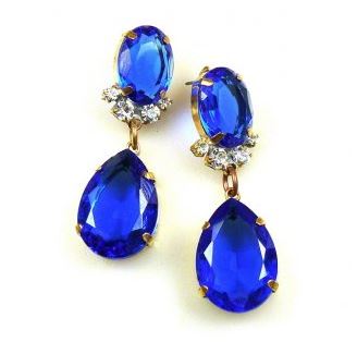 Effervescent Blue Crystal Drop Stud Earrings